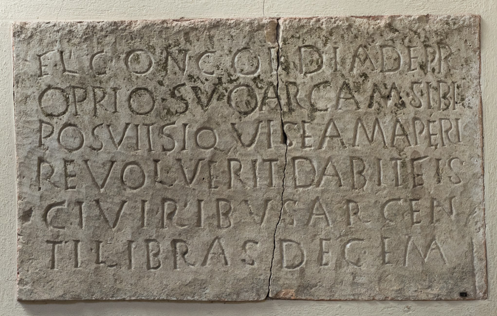 Inscribed front panel of a limestone sarcophagus
