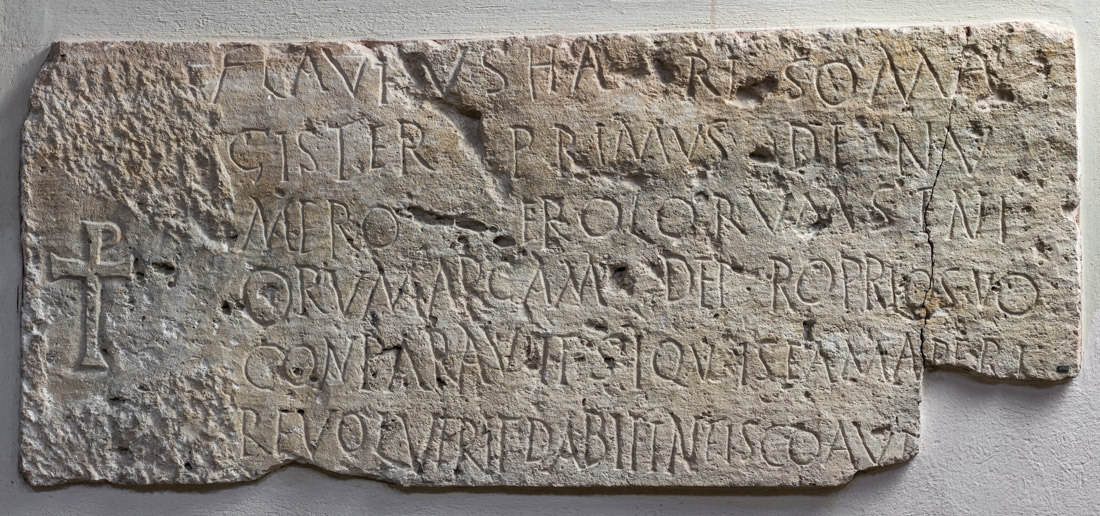 Inscribed front panel of a limestone sarcophagus