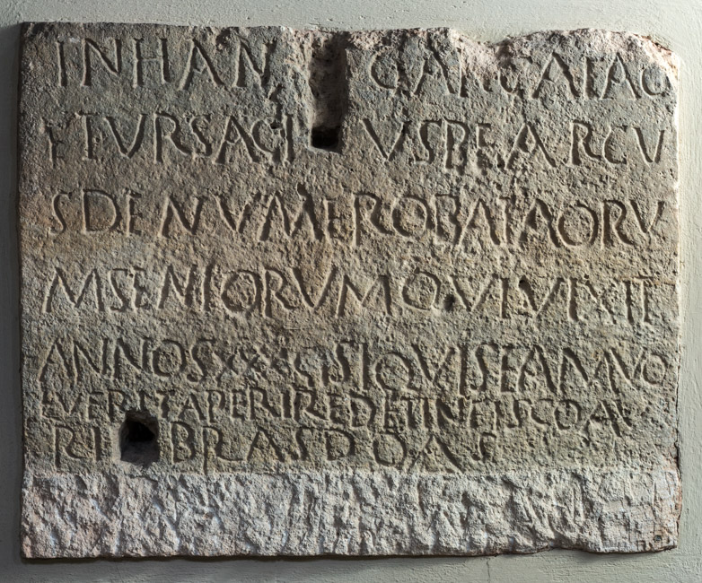 Inscribed front panel of a limestone sarcophagus